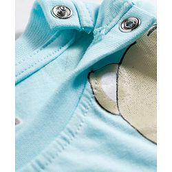 Babyhug Cotton Knit Full Sleeves Co-ords T-Shirt & Pajama Night Suit with Bear Print - Light Blue