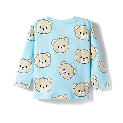 Babyhug Cotton Knit Full Sleeves Co-ords T-Shirt & Pajama Night Suit with Bear Print - Light Blue