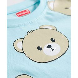 Babyhug Cotton Knit Full Sleeves Co-ords T-Shirt & Pajama Night Suit with Bear Print - Light Blue
