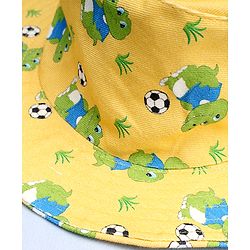 Babyhug Cotton Woven Summer Hat With Crocodile Print Yellow - Diameter 16 cm