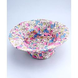 Babyhug Cotton Woven Summer Hat With Floral Print Pink - Diameter 14 cm