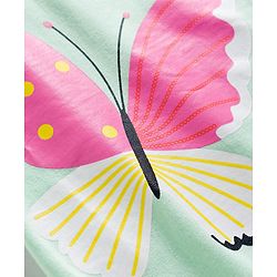 Babyhug Cotton Knit Half Sleeves T-Shirt & Capri Night Suit with Butterfly Print - Pink & Mint