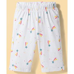 Babyhug Cotton Knit Half Sleeves T-Shirt & Capri Night Suit with Unicorn Print & Applique- Pink