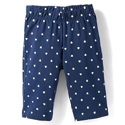Babyhug Cotton Knit Half Sleeves Top & Capri Night Suit with Heart Print - Pink & Navy Blue