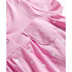 Babyhug Cotton Knit Half Sleeves Top & Capri Night Suit with Heart Print - Pink & Navy Blue