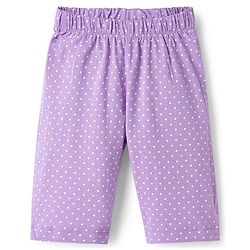 Babyhug Cotton Knit Half Sleeves Polka Dots Printed & Cupcake Embroidered T-Shirt & Capri Night Suit - Lavender