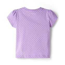 Babyhug Cotton Knit Half Sleeves Polka Dots Printed & Cupcake Embroidered T-Shirt & Capri Night Suit - Lavender