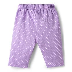 Babyhug Cotton Knit Half Sleeves Polka Dots Printed & Cupcake Embroidered T-Shirt & Capri Night Suit - Lavender