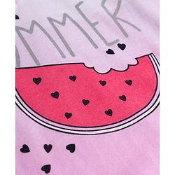 Babyhug Cotton Knit Half Sleeves T-Shirt & Capri Night Suit With Watermelon Print - Pink