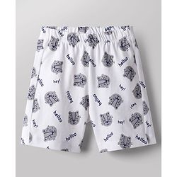 Babyhug Cotton Knit Half Sleeves Tiger Printed T-Shirt & Shorts Night Suit - Navy Blue