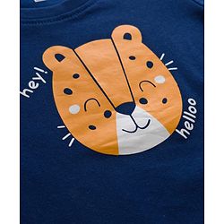 Babyhug Cotton Knit Half Sleeves Tiger Printed T-Shirt & Shorts Night Suit - Navy Blue