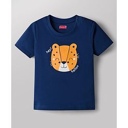 Babyhug Cotton Knit Half Sleeves Tiger Printed T-Shirt & Shorts Night Suit - Navy Blue