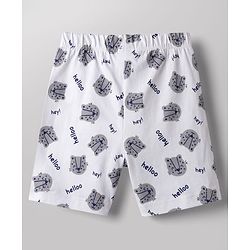 Babyhug Cotton Knit Half Sleeves Tiger Printed T-Shirt & Shorts Night Suit - Navy Blue