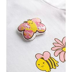 Babyhug Cotton Knit Half Sleeves T-Shirt & Shorts Night Suit with Floral & Snail Print - White