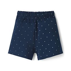 Babyhug Cotton Knit Half Sleeves Shirt & Shorts Night Suit with Cat Print - Navy Blue