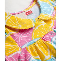 Babyhug Cotton Knit Half Sleeves Top & Shorts Co-ord Night Suit with Lime Print - Multicolor
