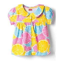Babyhug Cotton Knit Half Sleeves Top & Shorts Co-ord Night Suit with Lime Print - Multicolor