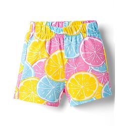 Babyhug Cotton Knit Half Sleeves Top & Shorts Co-ord Night Suit with Lime Print - Multicolor