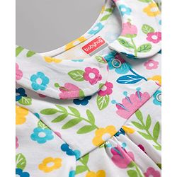 Babyhug Cotton Knit Half Sleeves Top & Shorts Co-ord Night Suit with Floral Print - Multicolor