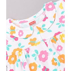 Babyhug Cotton Knit Half Sleeves Top & Shorts Co-ord Night Suit with Floral Print - Multicolor
