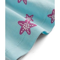 Babyhug Cotton Knit Half Sleeves Star Fish Printed Co-Ords Top & Shorts Night Suit - Light Blue