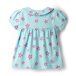 Babyhug Cotton Knit Half Sleeves Star Fish Printed Co-Ords Top & Shorts Night Suit - Light Blue