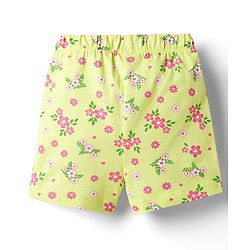 Babyhug Cotton Knit Half Sleeves Top & Shorts Co-ord Night Suit with Floral Print - Green