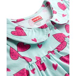 Babyhug Cotton Knit Half Sleeves Top & Shorts Co-ord Night Suit with Heart Print - Blue