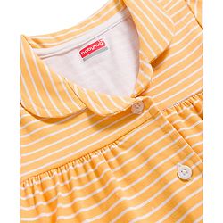 Babyhug Cotton Knit Half Sleeves Front Open Top & Shorts Night Suit Set - Orange