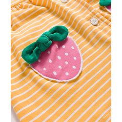 Babyhug Cotton Knit Half Sleeves Front Open Top & Shorts Night Suit Set - Orange