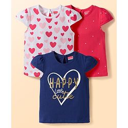 Babyhug Cotton Knit Half Sleeves T-Shirts With Heart & Star Print Pack of 3 - Multicolor