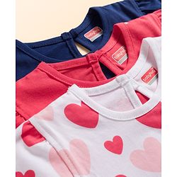 Babyhug Cotton Knit Half Sleeves T-Shirts With Heart & Star Print Pack of 3 - Multicolor