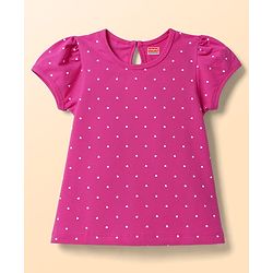 Babyhug 100% Cotton Knit Half Sleeves T-Shirts With Text & Polka Dots Print Pack of 2 - Multicolor