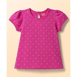 Babyhug 100% Cotton Knit Half Sleeves T-Shirts With Text & Polka Dots Print Pack of 2 - Multicolor