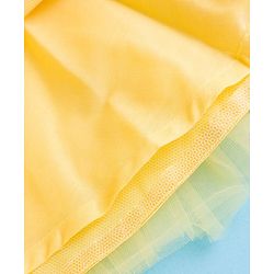 Babyhug Mesh Woven Sleeveless Party Dress With Floral & Polka Dot Print - Yellow