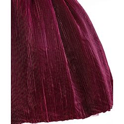 Babyhug Mesh Woven Sleeveless Sequinned Party Wear Frock With Bow Applique - Wine