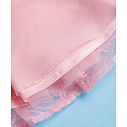 Babyhug Mesh Woven Sleeveless Fit & Flare Party Dress with Bow Applique & Sequin Detailing - Peach