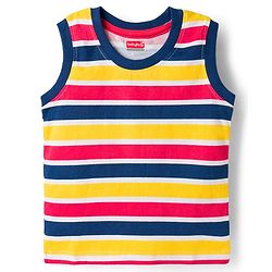 Babyhug 100% Cotton Knit Sleeveless Striped Nautical Theme & Bear Printed Tank T-Shirts Pack of 3 - Multicolour