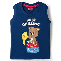 Babyhug 100% Cotton Knit Sleeveless Striped Nautical Theme & Bear Printed Tank T-Shirts Pack of 3 - Multicolour