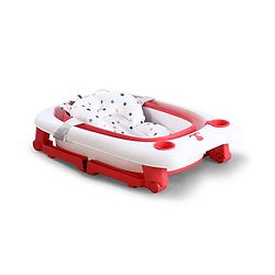 Babyhug 2-in-1 Foldable Baby Bath Tub with Bathing Chair & Soft Cushion - Red| Anti-Slip Base| Space-Saving Design| Comfortable & Safe for Newborns to Toddlers| 0-3 Years