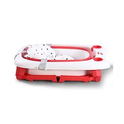 Babyhug 2-in-1 Foldable Baby Bath Tub with Bathing Chair & Soft Cushion - Red| Anti-Slip Base| Space-Saving Design| Comfortable & Safe for Newborns to Toddlers| 0-3 Years