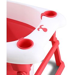 Babyhug 2-in-1 Foldable Baby Bath Tub with Bathing Chair & Soft Cushion - Red| Anti-Slip Base| Space-Saving Design| Comfortable & Safe for Newborns to Toddlers| 0-3 Years