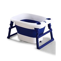 Babyhug 2-in-1 Foldable Baby Bath Tub with Bathing Chair & Soft Cushion - Red| Anti-Slip Base| Space-Saving Design| Comfortable & Safe for Newborns to Toddlers| 0-3 Years