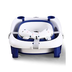 Babyhug 2-in-1 Foldable Baby Bath Tub with Bathing Chair & Soft Cushion - Red| Anti-Slip Base| Space-Saving Design| Comfortable & Safe for Newborns to Toddlers| 0-3 Years