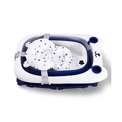 Babyhug 2-in-1 Foldable Baby Bath Tub with Bathing Chair & Soft Cushion - Red| Anti-Slip Base| Space-Saving Design| Comfortable & Safe for Newborns to Toddlers| 0-3 Years