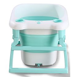 Babyhug 2-in-1 Foldable Baby Bath Tub with Bathing Chair & Soft Cushion - Red| Anti-Slip Base| Space-Saving Design| Comfortable & Safe for Newborns to Toddlers| 0-3 Years