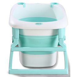 Babyhug 2-in-1 Foldable Baby Bath Tub with Bathing Chair & Soft Cushion - Red| Anti-Slip Base| Space-Saving Design| Comfortable & Safe for Newborns to Toddlers| 0-3 Years
