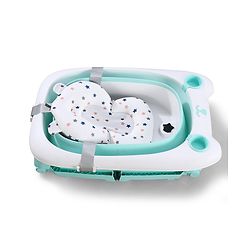 Babyhug 2-in-1 Foldable Baby Bath Tub with Bathing Chair & Soft Cushion - Red| Anti-Slip Base| Space-Saving Design| Comfortable & Safe for Newborns to Toddlers| 0-3 Years