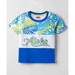 Babyhug Cotton Knit Half Sleeves T-Shirt With Aloha Print - Multicolor