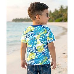 Babyhug Cotton Knit Half Sleeves T-Shirt With Aloha Print - Multicolor